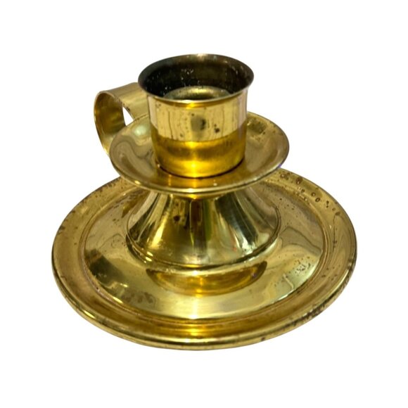 Brass Antique Weighted Chamber Stick Candle Holder - Picture 3 of 6